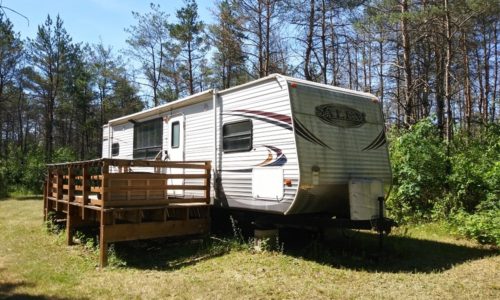 5 Acres with Camper, Shed & Deer Blind in Adams County, WI only $59,900!