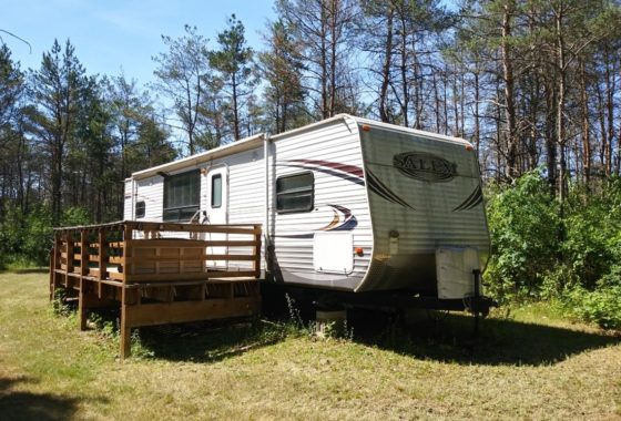 5 Acres with Camper, Shed & Deer Blind in Adams County, WI only $59,900!
