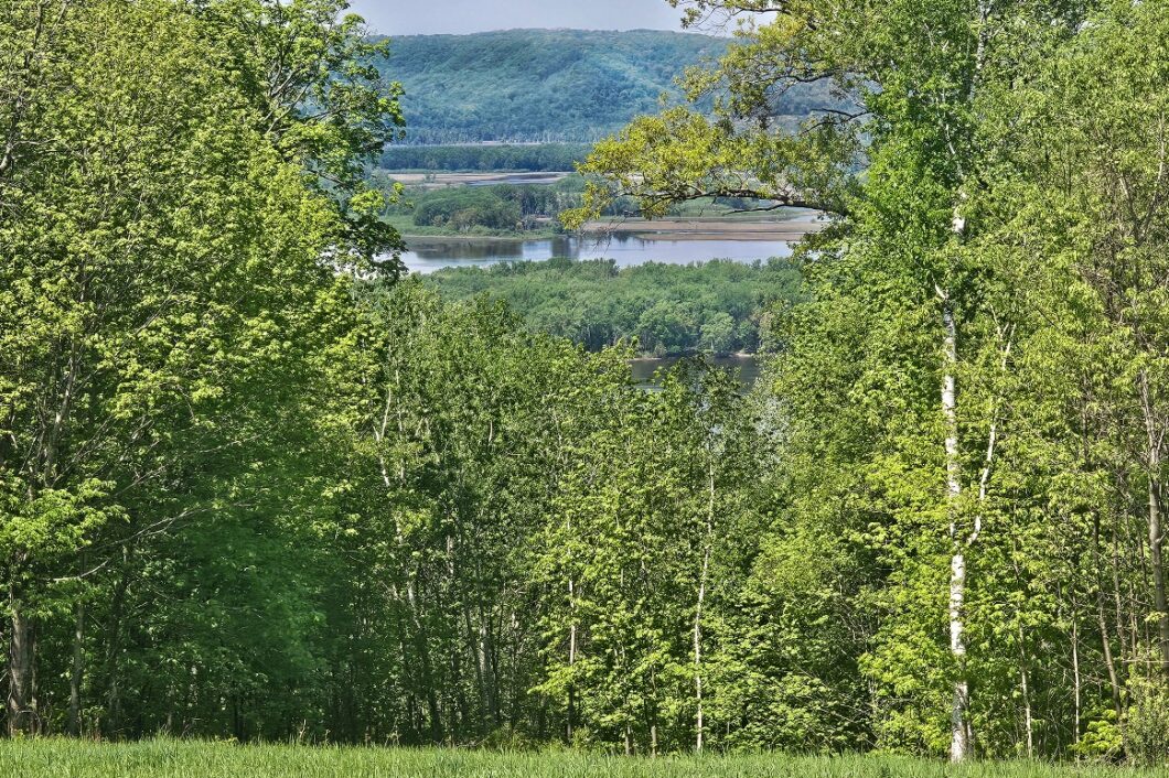 Blufftop property for sale with view of Mississippi River, in Southwest Wisconsin